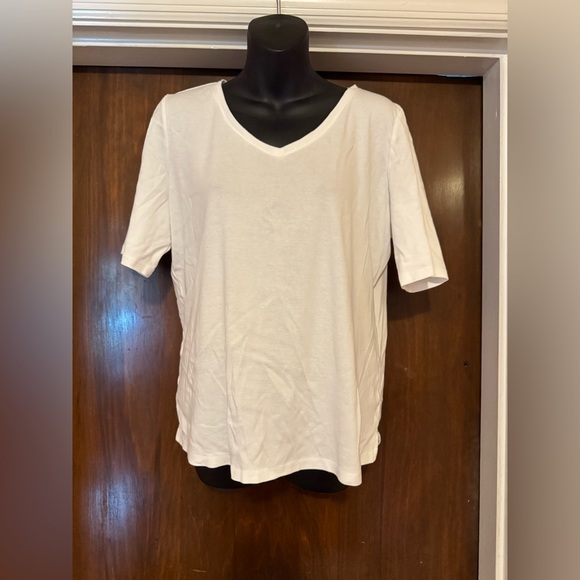 Talbots White Cotton Tee - Size L - Picture 1 of 3